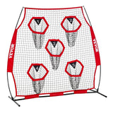 Darrahopens Pet Care > Farm Supplies > Farm Equipment VEVOR 1828.8x1828.8mm Football Trainer Throwing Net, Training Throwing Target Practice Net with 5 Target Pockets, Knotless Net Includes Straps and Portable Carry Case, Improve QB Throwing Accuracy,Red