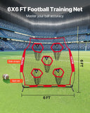 Darrahopens Pet Care > Farm Supplies > Farm Equipment VEVOR 1828.8x1828.8mm Football Trainer Throwing Net, Training Throwing Target Practice Net with 5 Target Pockets, Knotless Net Includes Straps and Portable Carry Case, Improve QB Throwing Accuracy,Red