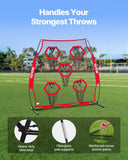 Darrahopens Pet Care > Farm Supplies > Farm Equipment VEVOR 1828.8x1828.8mm Football Trainer Throwing Net, Training Throwing Target Practice Net with 5 Target Pockets, Knotless Net Includes Straps and Portable Carry Case, Improve QB Throwing Accuracy,Red