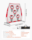 Darrahopens Pet Care > Farm Supplies > Farm Equipment VEVOR 1828.8x1828.8mm Football Trainer Throwing Net, Training Throwing Target Practice Net with 5 Target Pockets, Knotless Net Includes Straps and Portable Carry Case, Improve QB Throwing Accuracy,Red