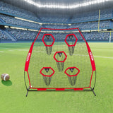 Darrahopens Pet Care > Farm Supplies > Farm Equipment VEVOR 2133.6 x 2133.6mm Football Trainer Throwing Net, Training Throwing Target Practice Net with 5 Target Pockets, Knotless Net Includes Straps and Portable Carry Case, Improve QB Throwing Accuracy
