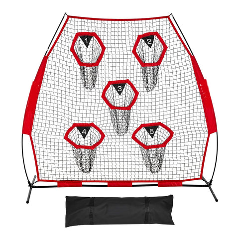 Darrahopens Pet Care > Farm Supplies > Farm Equipment VEVOR 2133.6 x 2133.6mm Football Trainer Throwing Net, Training Throwing Target Practice Net with 5 Target Pockets, Knotless Net Includes Straps and Portable Carry Case, Improve QB Throwing Accuracy