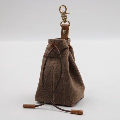 Darrahopens Pet Care > Farm Supplies > Pet ID Tags 2-PCS Brown Clip-On Canvas Dog Treat Pouch - Portable Drawstring Bag for Training & Walks