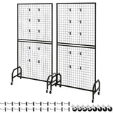 Darrahopens Pet Care > Farm Supplies > Pet ID Tags VEVOR 2 Packs Grid Wall Panels, 898 x 1798 mm Wire Grid Panels Display Rack, Movable Art Display Shelf with Wheels & 10 Hooks, Black Carbon Steel Gridwall for Craft Show, Decor, Storage, Notice Board