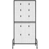 Darrahopens Pet Care > Farm Supplies > Pet ID Tags VEVOR 2 Packs Grid Wall Panels, 898 x 1798 mm Wire Grid Panels Display Rack, Movable Art Display Shelf with Wheels & 10 Hooks, Black Carbon Steel Gridwall for Craft Show, Decor, Storage, Notice Board
