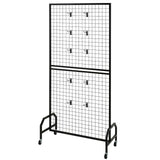 Darrahopens Pet Care > Farm Supplies > Pet ID Tags VEVOR 2 Packs Grid Wall Panels, 898 x 1798 mm Wire Grid Panels Display Rack, Movable Art Display Shelf with Wheels & 10 Hooks, Black Carbon Steel Gridwall for Craft Show, Decor, Storage, Notice Board