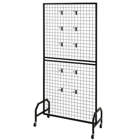 Darrahopens Pet Care > Farm Supplies > Pet ID Tags VEVOR 2 Packs Grid Wall Panels, 898 x 1798 mm Wire Grid Panels Display Rack, Movable Art Display Shelf with Wheels & 10 Hooks, Black Carbon Steel Gridwall for Craft Show, Decor, Storage, Notice Board