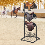 Darrahopens Pet Care > Farm Supplies > Pet ID Tags VEVOR Freestanding Saddle Stand, 30 x 30 x 68.5 in, 3 Tiers Saddle Rack, Heavy Duty Saddle Blanket Holder with Removable & Rotating Tiers, English & Western Saddle Rack for Tack Room Organization