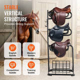 Darrahopens Pet Care > Farm Supplies > Pet ID Tags VEVOR Freestanding Saddle Stand, 30 x 30 x 68.5 in, 3 Tiers Saddle Rack, Heavy Duty Saddle Blanket Holder with Removable & Rotating Tiers, English & Western Saddle Rack for Tack Room Organization