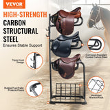 Darrahopens Pet Care > Farm Supplies > Pet ID Tags VEVOR Freestanding Saddle Stand, 30 x 30 x 68.5 in, 3 Tiers Saddle Rack, Heavy Duty Saddle Blanket Holder with Removable & Rotating Tiers, English & Western Saddle Rack for Tack Room Organization
