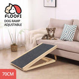 Darrahopens Pet Care Floofi Natural Wood Grain Wooden Adjustable Height Pet Ramp Dog Sofa Stairs