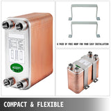 Darrahopens Pet Care > Pest Control > Animal Traps VEVOR Heat Exchanger 3"x7.5" 60 Plates Brazed Plate Heat Exchanger 316L 1/2" BSP FPT Heat Exchanger EATB12 Beer Wort Chiller for Hydronic Heating