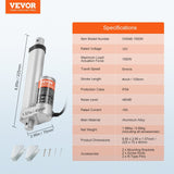 Darrahopens Pet Care > Pest Control > Animal Traps VEVOR Linear Actuator 12V, 4 Inch High Load 330lbs/1500N Linear Actuator, 0.19"/s Linear Motion Actuator with Mounting Bracket and IP54 Protection