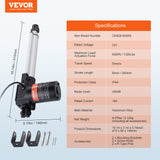 Darrahopens Pet Care > Pest Control > Animal Traps VEVOR Linear Actuator 12V, 8 Inch Heavy Duty 1320lbs/6000N Linear Actuator, 0.19"/s Linear Motion Actuator with Mounting Bracket & IP44 Protection for Electric Door Industrial Machinery Vessels Cargo