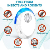 4 Pack Ultrasonic Mouse Repeller, Indoor Device for Mice, Rats, Mosquitoes, Cockroaches, Ants and Spiders