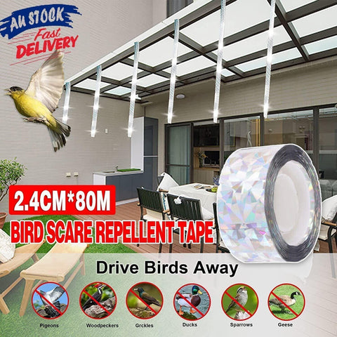 Darrahopens Pet Care > Pest Control > Household Insect Repellents 80m Reflective Bird Repellent Tape Double-Sided Flash Ribbon for Garden and Orchard