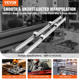 Darrahopens Pet Care > Pest Control > Household Insect Repellents VEVOR Linear Guide Rail Set, SBR20 1800mm, 2 PCS 70.9 in/1800 mm SBR20 Guide Rails and 4 PCS SBR20UU Slide Blocks, Linear Rails and Bearings Kit for Automated Machines DIY Project CNC Router Machines