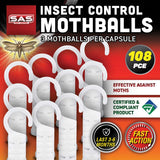 Darrahopens Pet Care > Pest Control SAS Pest Control 108PCE Mothball Hang Hook Casing Fast Action Effective 9g