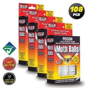Darrahopens Pet Care > Pest Control SAS Pest Control 108PCE Mothball Hang Hook Casing Fast Action Effective 9g