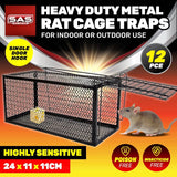 Darrahopens Pet Care > Pest Control SAS Pest Control 12PCE Rat Trap Metal Cage Reusable Indoor Outdoor Use 24cm