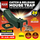 Darrahopens Pet Care > Pest Control SAS Pest Control 24PCE Mouse Traps Catch & Release Trap Door Mechanism 19cm