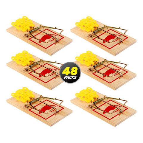 Darrahopens Pet Care > Pest Control SAS Pest Control 48PCE Mice Rodent Traps Wooden Powerful Spring 10cm x 4.5cm