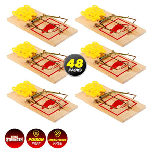 Darrahopens Pet Care > Pest Control SAS Pest Control 48PCE Mice Rodent Traps Wooden Powerful Spring 10cm x 4.5cm