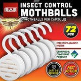 Darrahopens Pet Care > Pest Control SAS Pest Control 72PCE Mothballs Hang Hook Casing Fast Action Effective 12g