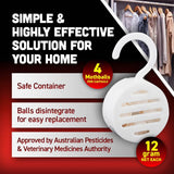 Darrahopens Pet Care > Pest Control SAS Pest Control 72PCE Mothballs Hang Hook Casing Fast Action Effective 12g