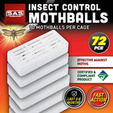 Darrahopens Pet Care > Pest Control SAS Pest Control 72PCE Mothballs In Plastic Casing Fast Acting 35g