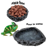 Darrahopens Pet Care > Reptile & Amphibian Supplies > Reptile & Amphibian Habitat Accessories 2 Pack Reptile Water Dish Food Bowl Rock Worm Feeder for Leopard Gecko Lizard