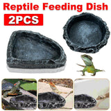 Darrahopens Pet Care > Reptile & Amphibian Supplies > Reptile & Amphibian Habitat Accessories 2 Pack Reptile Water Dish Food Bowl Rock Worm Feeder for Leopard Gecko Lizard