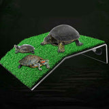 Turtle Basking Platform Simulation Grass Turtle Ramp for Fish Tank Aquarium - L