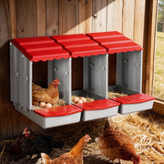 Darrahopens Pet Care > Reptile & Amphibian Supplies > Reptile & Amphibian Habitats i.Pet Chicken Nesting Box 3 Hole Roll Away Poultry Hen Laying Egg Hutch Red