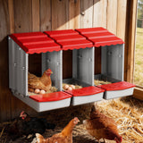 Darrahopens Pet Care > Reptile & Amphibian Supplies > Reptile & Amphibian Habitats i.Pet Chicken Nesting Box 3 Hole Roll Away Poultry Hen Laying Egg Hutch Red