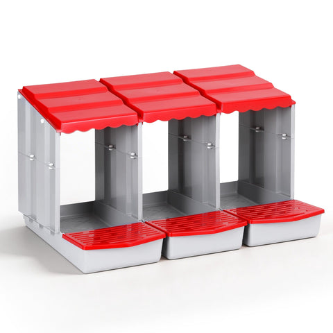 Darrahopens Pet Care > Reptile & Amphibian Supplies > Reptile & Amphibian Habitats i.Pet Chicken Nesting Box 3 Hole Roll Away Poultry Hen Laying Egg Hutch Red