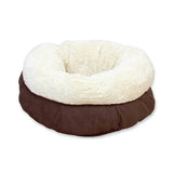Darrahopens Pet Care Soft Cat Bed Brown Suede - Warm Kitten Puppy Round Doughnut Donut Lambswool