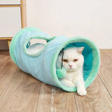 Darrahopens Pet Care > Toys > Cat Toys 1 Pcs Suede Fabric Pet Cat Tunnel With Puffball, Cat/Dog Toy,50*25 cm,Blue In Australia - Darrahopens