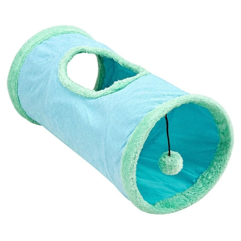 Darrahopens Pet Care > Toys > Cat Toys 1 Pcs Suede Fabric Pet Cat Tunnel With Puffball, Cat/Dog Toy,50*25 cm,Blue In Australia - Darrahopens