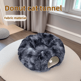 Darrahopens Pet Care > Toys > Cat Toys 2-in-1 Dark Blue Tie-Dye Donut-Shaped Cat Tunnel Bed -  Spacious 85cm Pet Play Tunnel & Lounger, Durable Fabric for Cats & Kittens