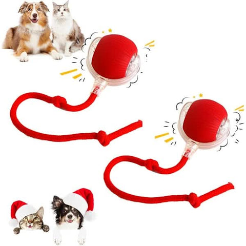 Darrahopens Pet Care > Toys > Cat Toys 2 pcs 360° Smart Automatic Rolling Pet Ball, Rechargeable Irregular Movement for Cats & Dogs, Red