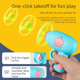 Bamboo Dragonfly Toy Gun Set with Glowing Frisbee Spinner - Outdoor Parent-Child Interactive Toy - Yellow