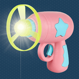 Bamboo Dragonfly Toy Gun Set with Glowing Frisbee Spinner - Outdoor Parent-Child Interactive Toy - Yellow