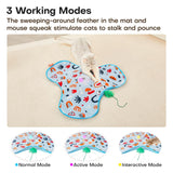 Darrahopens Pet Care > Toys > Cat Toys Blue Interactive Cat Toys Rechargeable,Moving Concealed Feathers,Real Mouse Squeaky,Touch Activated Cat Kitten Toy Exercise Toys for Indoor Bored Adult Cats