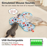 Darrahopens Pet Care > Toys > Cat Toys Blue Interactive Cat Toys Rechargeable,Moving Concealed Feathers,Real Mouse Squeaky,Touch Activated Cat Kitten Toy Exercise Toys for Indoor Bored Adult Cats