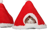 Darrahopens Pet Care > Toys > Cat Toys Cat Bed Christmas Hat Cat Tent House Self-Warming Comfortable Triangle Pet Xmas Dog Cave in Winter (Red)