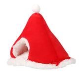 Darrahopens Pet Care > Toys > Cat Toys Cat Bed Christmas Hat Cat Tent House Self-Warming Comfortable Triangle Pet Xmas Dog Cave in Winter (Red)