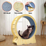 Darrahopens Pet Care > Toys > Cat Toys Cat Running Wheel Cat Running Wheel Ultra-Quiet Treadmill Exerciser Scratcher with Anti-Slip Carpet Detachable Runway and Safety Latch Cat Sport Runner Toy