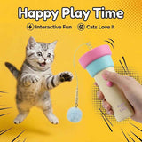 Electric Cat Fishing Wand Toy: One-Button Launch with Spring Retraction, the Perfect Stress-Relief Toy for Human-Pet Interaction/Blue head [gift battery *2+ replacement head *2+ screwdriver In Australia - Darrahopens