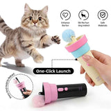 Electric Cat Fishing Wand Toy: One-Button Launch with Spring Retraction, the Perfect Stress-Relief Toy for Human-Pet Interaction/Blue head [gift battery *2+ replacement head *2+ screwdriver In Australia - Darrahopens